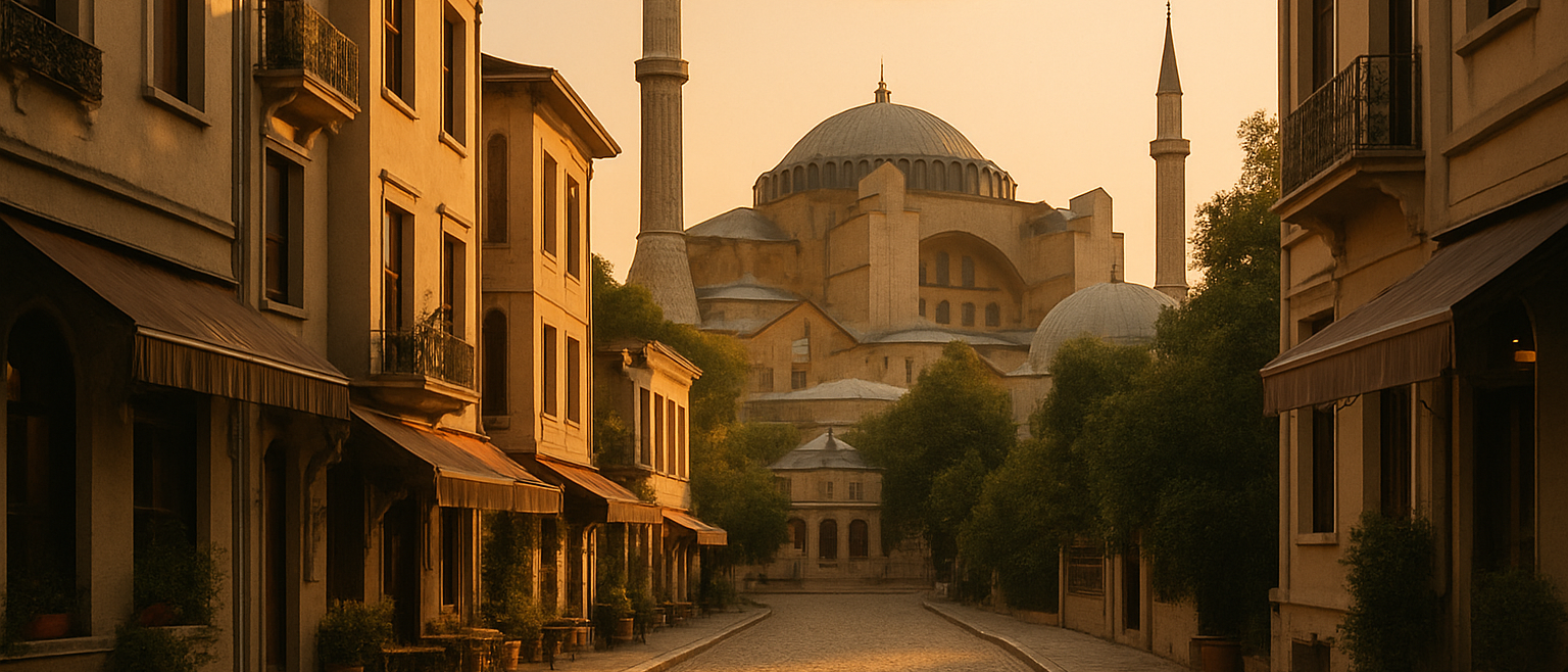 View of the historic old city of Istanbul with minarets