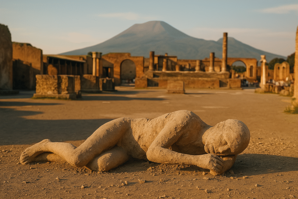 Plaster casts of the 2000-year-old victims in Pompeii