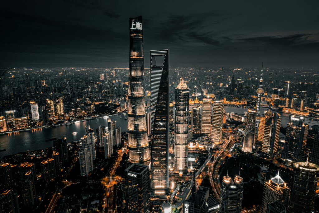 View of endless skyscrapers from the top of Shanghai Tower